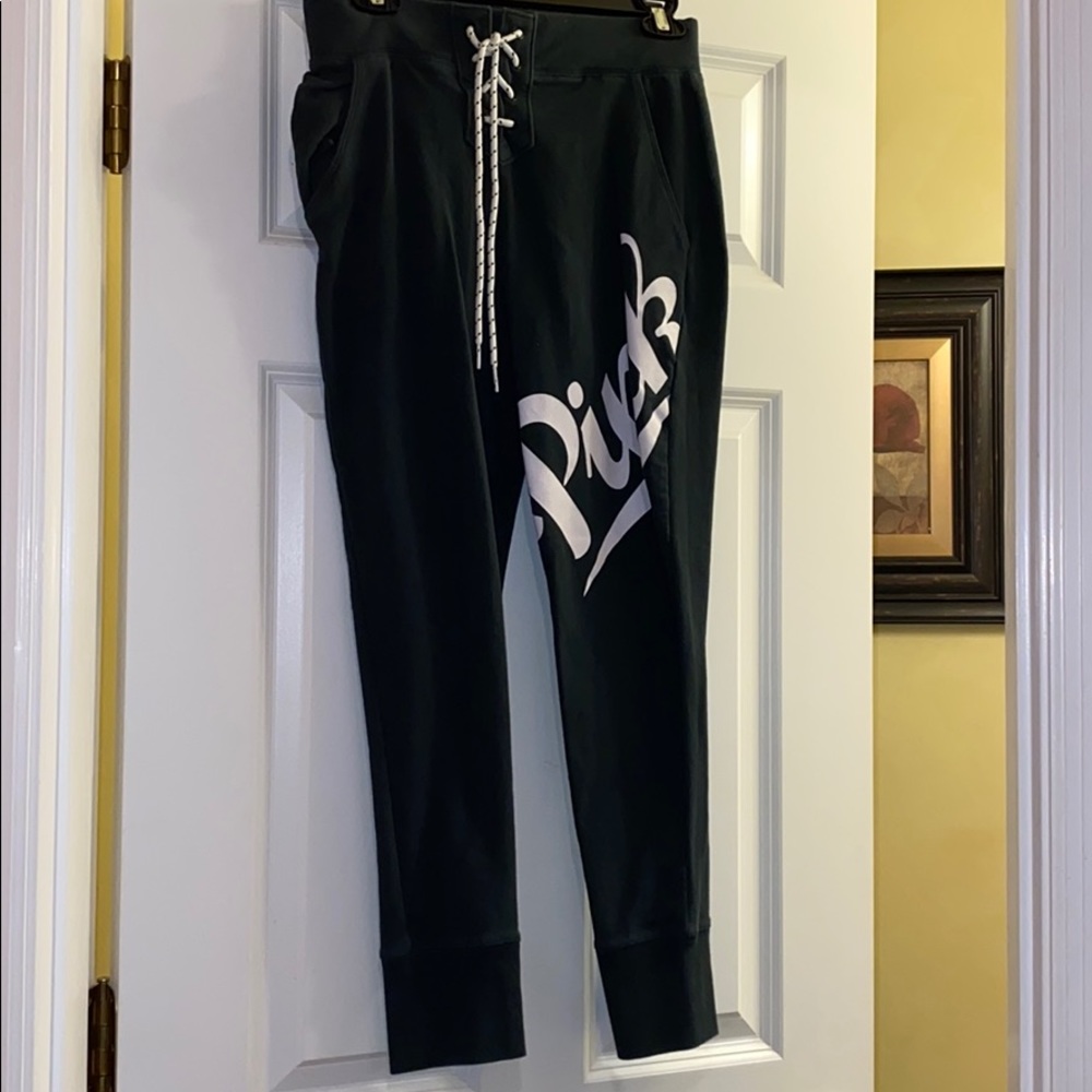 Green joggers. PINK